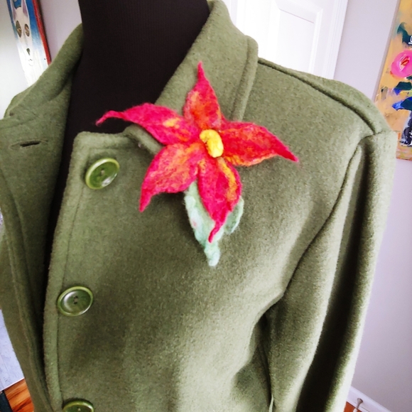 Talbots Petites Green Alpaca Blend Jacket Size L - Picture 2 of 12